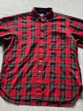 Pendleton Virgin Wool Plaid Button Down Shirt Men XL Red Outdoor Workwear Casual